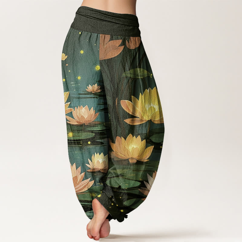 Pantalon sarouel décontracté à taille élastique pour femme, motif lotus nocturne et paisible, motif Buddha Stones - image 10