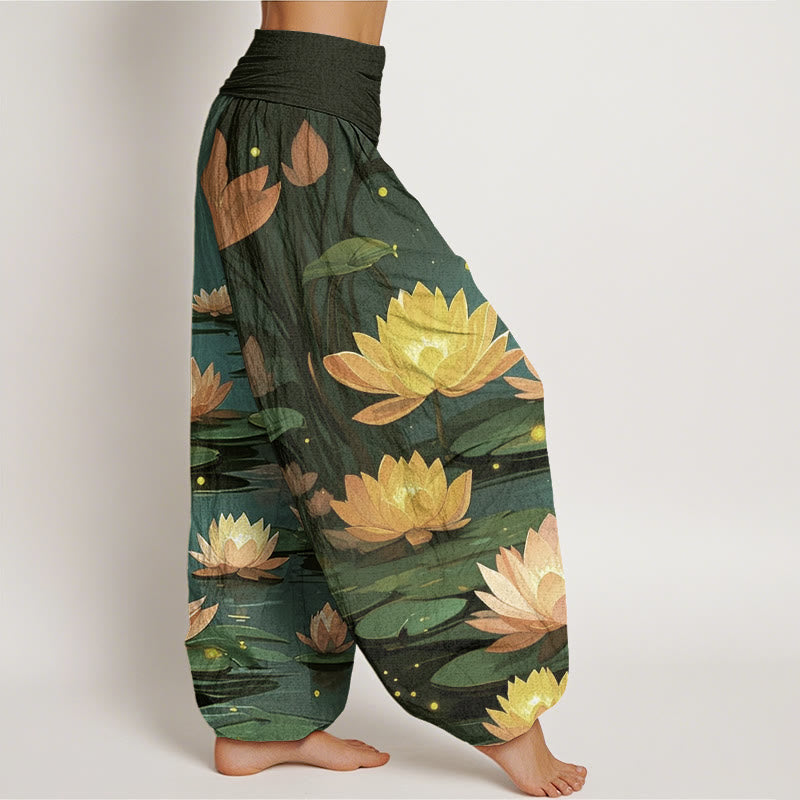 Pantalon sarouel décontracté à taille élastique pour femme, motif lotus nocturne et paisible, motif Buddha Stones - image 9
