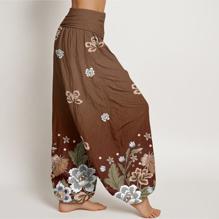 Pantalon sarouel décontracté à taille élastique pour femme avec motif de fleurs en fleurs et Buddha Stones - image 5