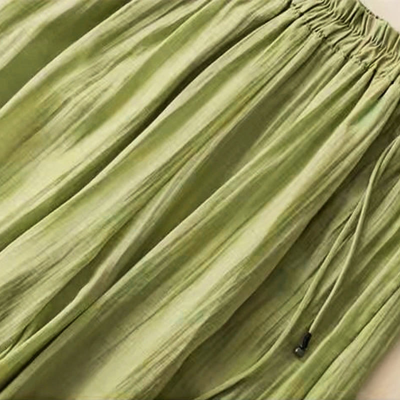 Pantalon large en coton et lin pour femme, avec poches, style rétro décontracté, broderie avec cordon de serrage, motif Buddha Stones - image 9