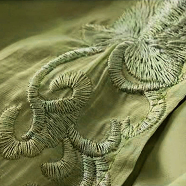 Pantalon large en coton et lin pour femme, avec poches, style rétro décontracté, broderie avec cordon de serrage, motif Buddha Stones
