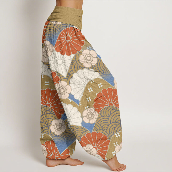 Pantalon sarouel décontracté à taille élastique pour femme, motif abstrait de pétales et de vagues, motif Buddha Stones - image 6