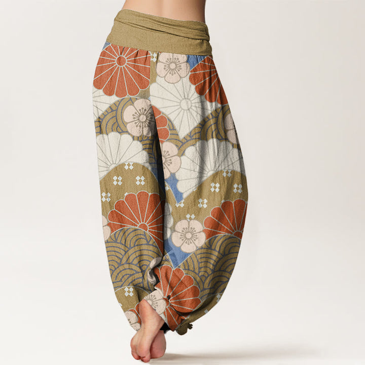 Pantalon sarouel décontracté à taille élastique pour femme, motif abstrait de pétales et de vagues, motif Buddha Stones - image 7