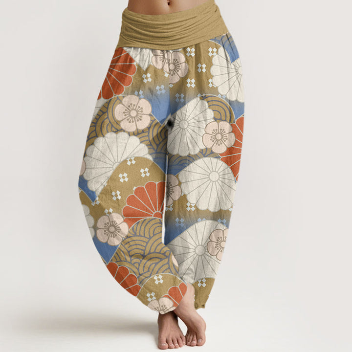 Pantalon sarouel décontracté à taille élastique pour femme, motif abstrait de pétales et de vagues, motif Buddha Stones - Tanné - US22，UK/AU26，EU54 (6XL) - image 4
