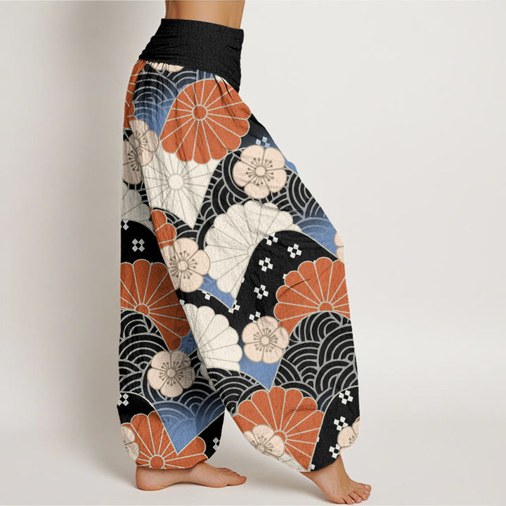 Pantalon sarouel décontracté à taille élastique pour femme, motif abstrait de pétales et de vagues, motif Buddha Stones - image 9