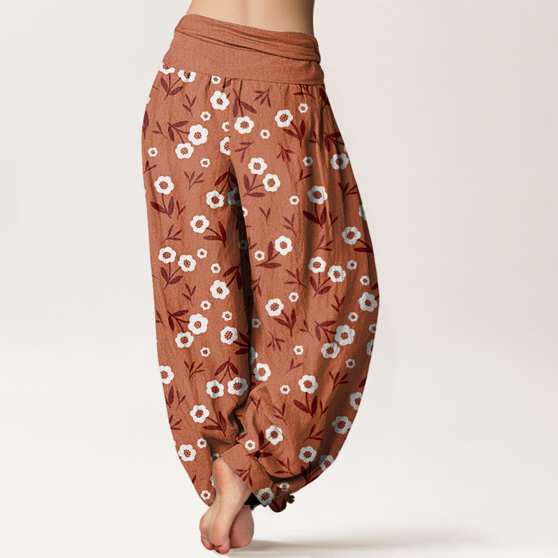 Pantalon sarouel décontracté à taille élastique pour femme, motif fleurs et feuilles, Buddha Stones - image 2