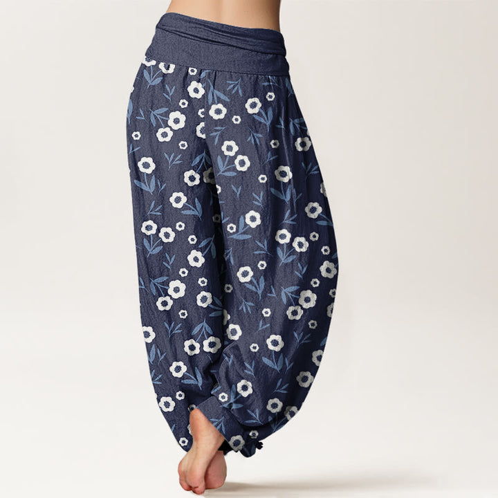 Pantalon sarouel décontracté à taille élastique pour femme, motif fleurs et feuilles, Buddha Stones - image 6