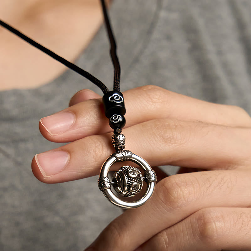 Collier pendentif rotatif en argent plaqué cuivre avec pierres de Buddha Stones Om Mani Padme Hum - image 5