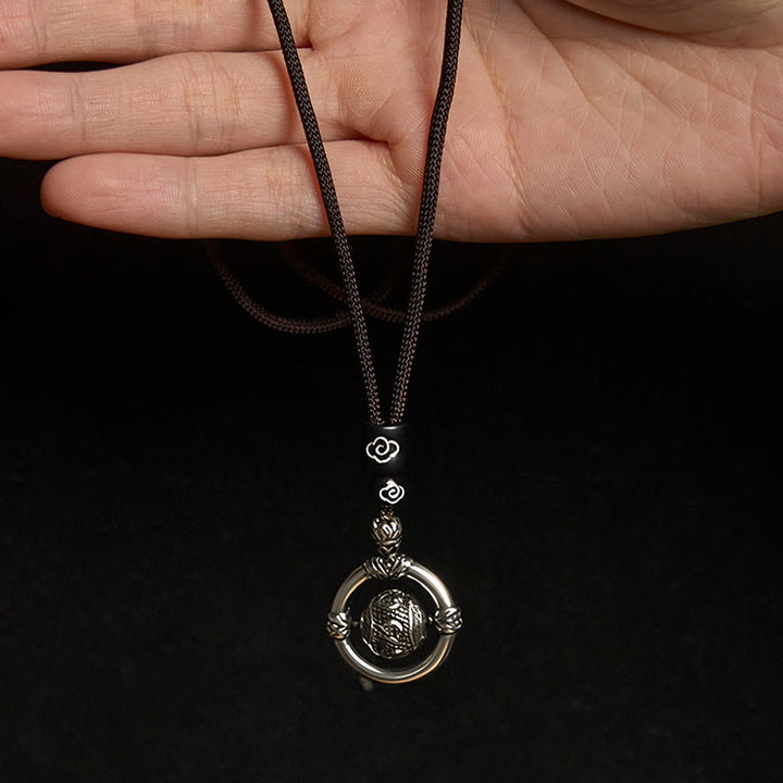 Collier pendentif rotatif en argent plaqué cuivre avec pierres de Buddha Stones Om Mani Padme Hum - image 4