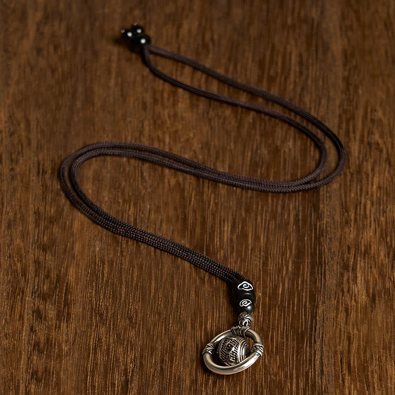 Collier pendentif rotatif en argent plaqué cuivre avec pierres de Buddha Stones Om Mani Padme Hum - image 2