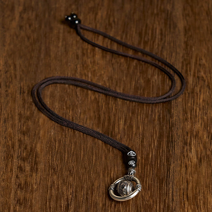 Collier pendentif rotatif en argent plaqué cuivre avec pierres de Buddha Stones Om Mani Padme Hum - image 2