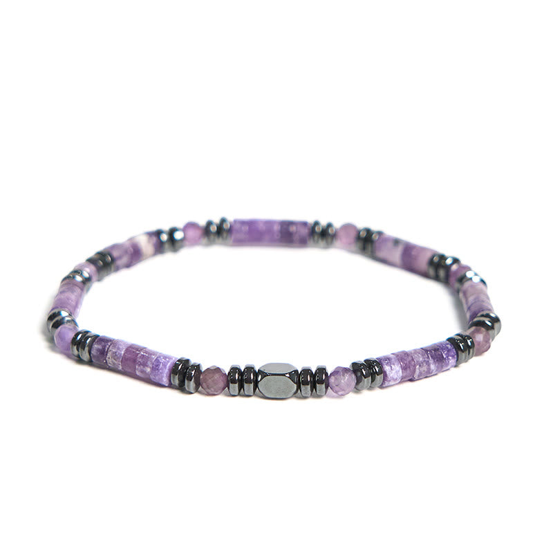 Bracelet de conscience spirituelle en améthyste et hématite avec Buddha Stones - Améthyste Hématite (circonférence du poignet 15-17 cm) - image 1