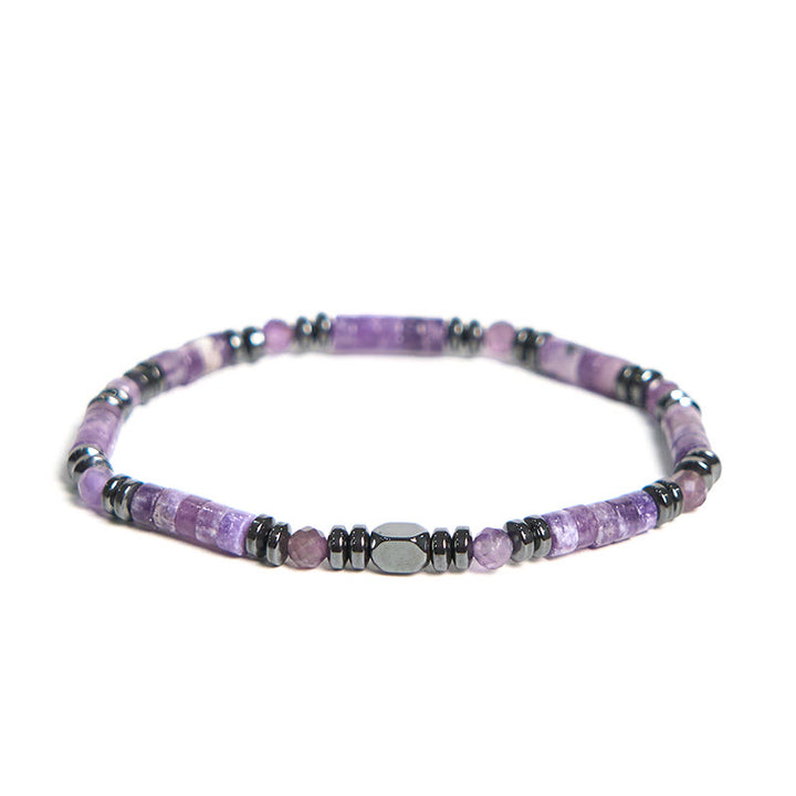 Bracelet de conscience spirituelle en améthyste et hématite avec Buddha Stones - Améthyste Hématite (circonférence du poignet 15-17 cm) - image 1
