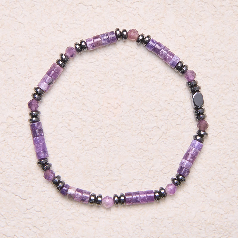 Bracelet de conscience spirituelle en améthyste et hématite avec Buddha Stones - image 2