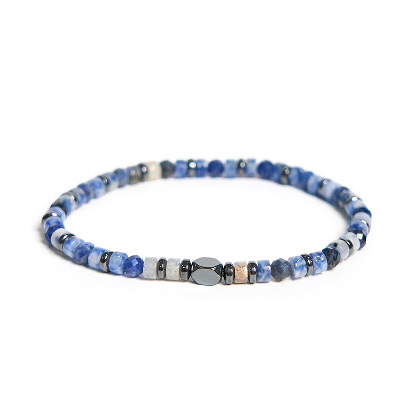 Bracelet d'intuition en pierre de Bouddha, sodalite, hématite, aventurine bleue - Sodalite (circonférence du poignet 15-17 cm) - image 1