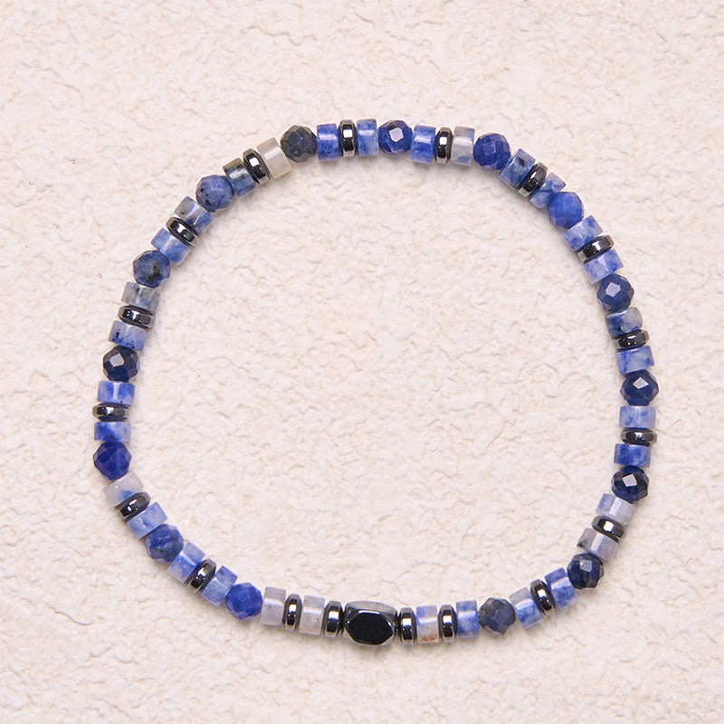 Bracelet d'intuition en pierre de Bouddha, sodalite, hématite, aventurine bleue - image 2