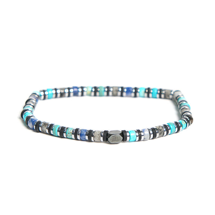 Buddha Stones Pierres diverses Hématite Turquoise Pierre Empereur Bracelet de soutien puissant - Hématite Turquoise (circonférence du poignet 15-17 cm) - image 1