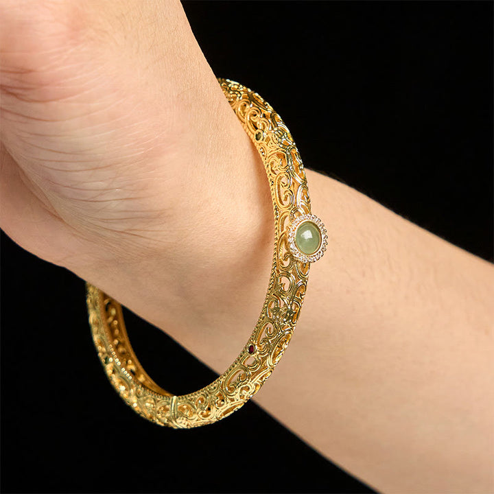 Bracelet porte-bonheur en jade et cuivre, motif nuage, Buddha Stones , 60 mm - image 14