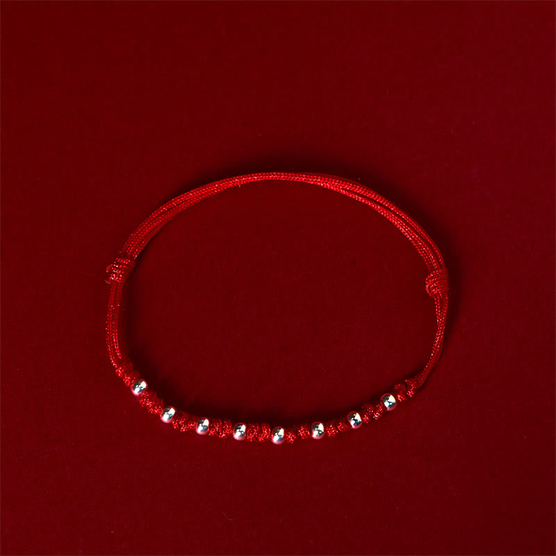 Bracelet porte-bonheur réglable en argent sterling 925 avec perles rouges et pierres de Buddha Stones - image 2