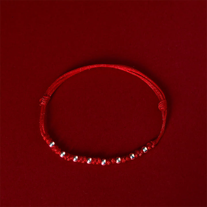 Bracelet porte-bonheur réglable en argent sterling 925 avec perles rouges et pierres de Buddha Stones - image 2