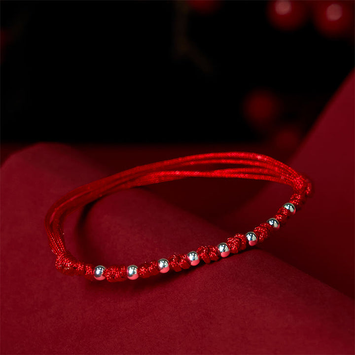 Bracelet porte-bonheur réglable en argent sterling 925 avec perles rouges et pierres de Buddha Stones - image 2