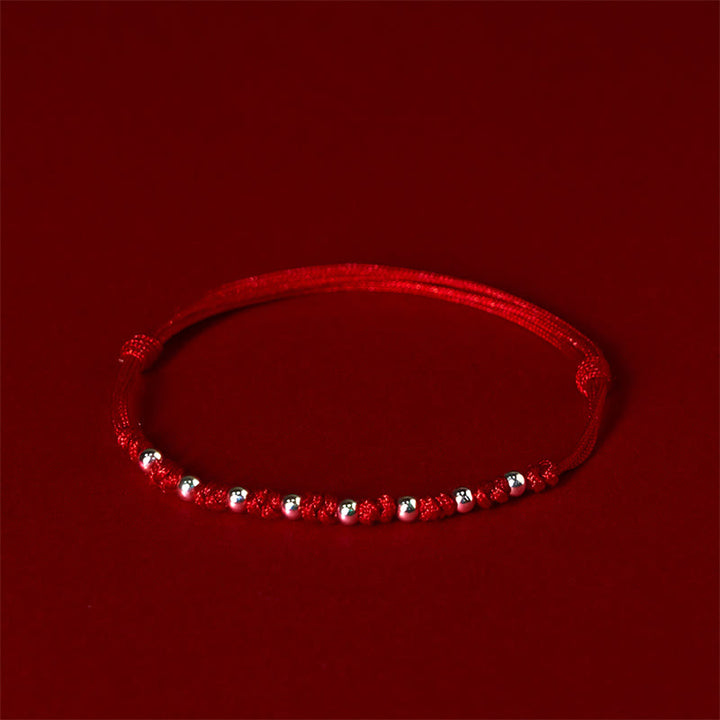 Bracelet porte-bonheur réglable en argent sterling 925 avec perles rouges et pierres de Buddha Stones - image 3