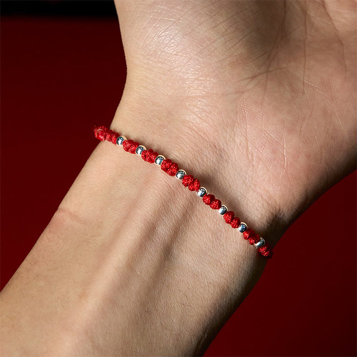 Bracelet porte-bonheur réglable en argent sterling 925 avec perles rouges et pierres de Buddha Stones - image 15