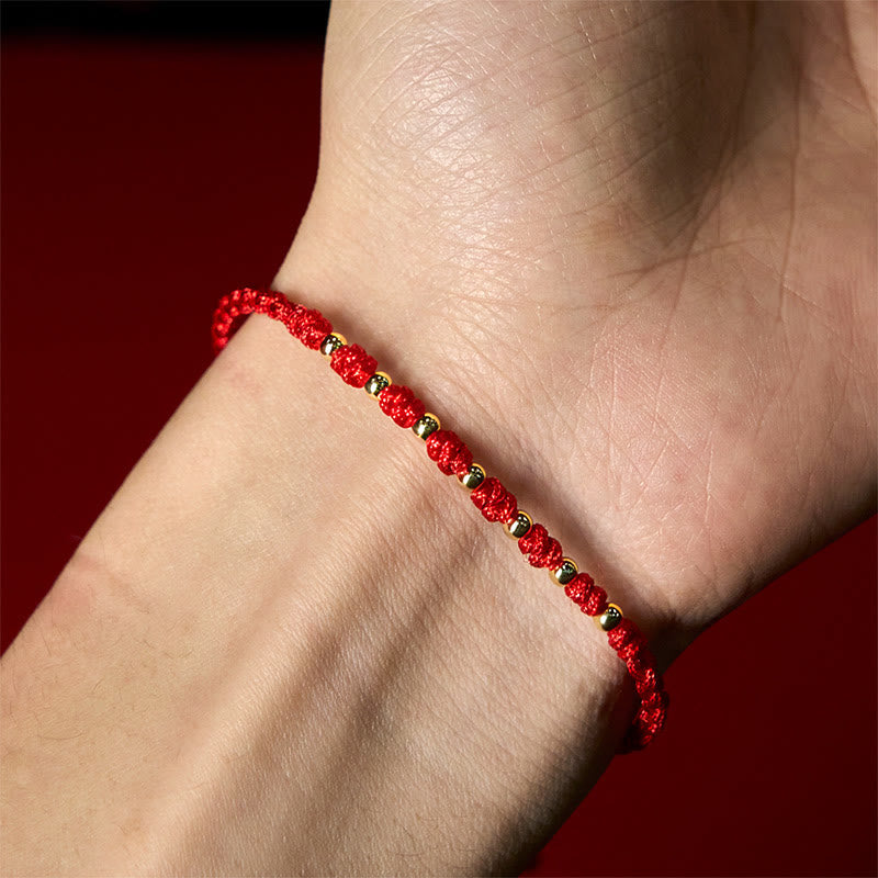 Bracelet de protection tressé en fil rouge avec perles dorées et pierres de Buddha Stones en argent sterling 925 - image 17