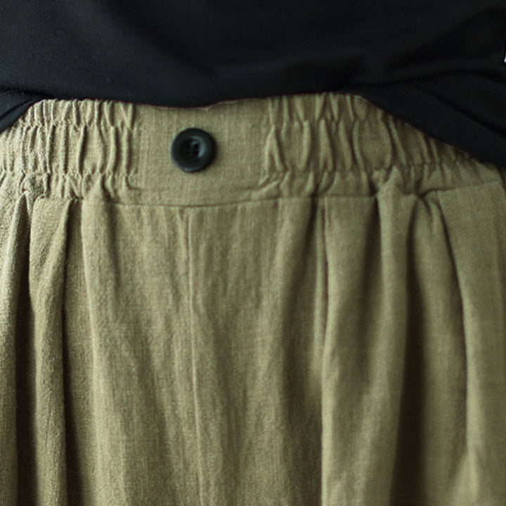 Pantalon en coton et lin pour femme, avec taille élastique et poches, motif Buddha Stones Commute Button Design - image 8