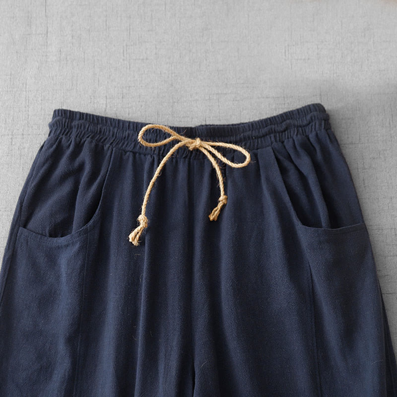 Pantalon décontracté en coton avec cordon de serrage et poches pour femme, style simple et décontracté, motif Buddha Stones - image 2