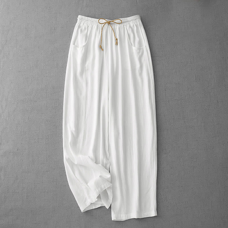 Pantalon décontracté en coton avec cordon de serrage et poches pour femme, style simple et décontracté, motif Buddha Stones - Blanc - US8-10，UK/AU12-14，EU40-42 (2XL) - image 7