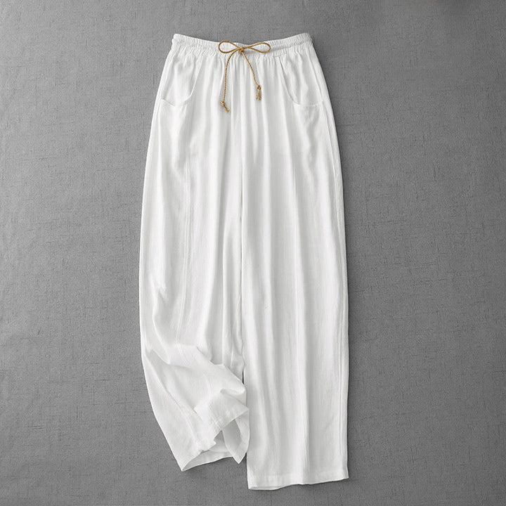 Pantalon décontracté en coton avec cordon de serrage et poches pour femme, style simple et décontracté, motif Buddha Stones - Blanc - US8-10，UK/AU12-14，EU40-42 (2XL) - image 7