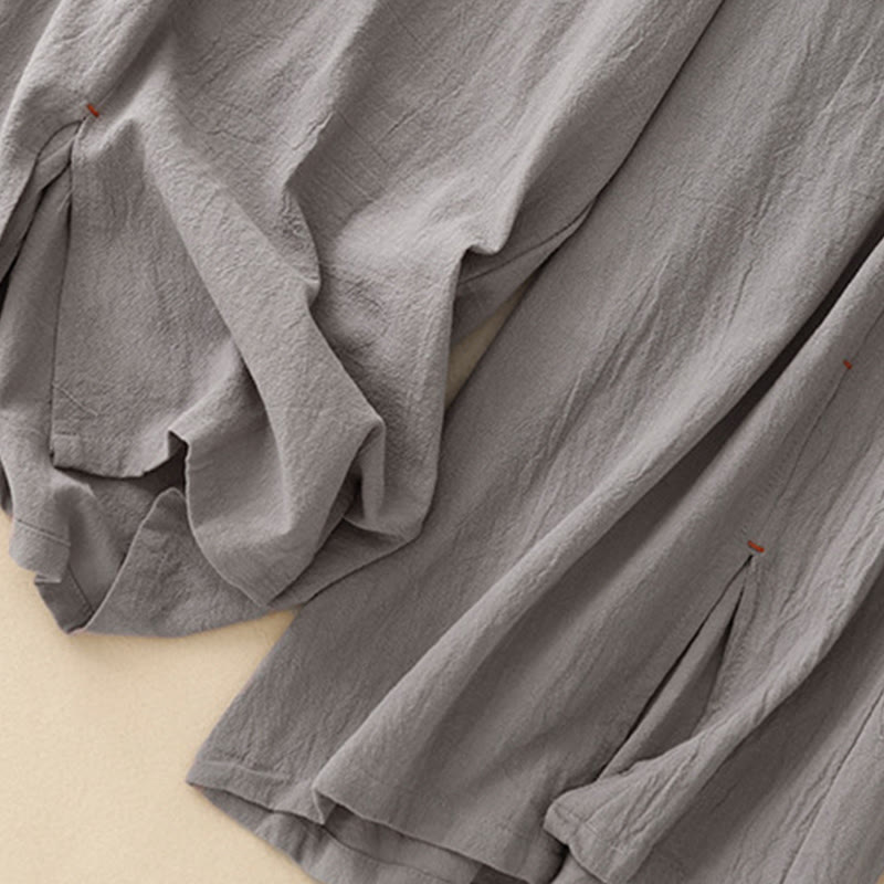 Pantalon décontracté en coton à fentes latérales Buddha Stones pour femme, coupe large, longueur 7-8, avec poches - image 12