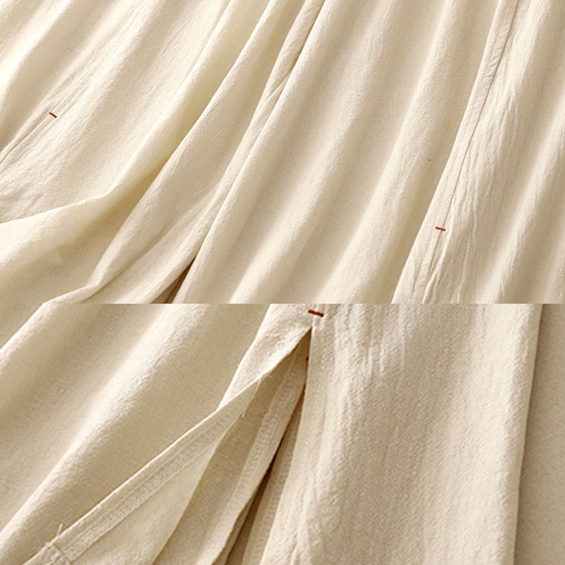 Pantalon décontracté en coton à fentes latérales Buddha Stones pour femme, coupe large, longueur 7-8, avec poches - image 8