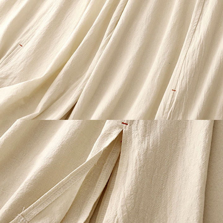 Pantalon décontracté en coton à fentes latérales Buddha Stones pour femme, coupe large, longueur 7-8, avec poches - image 8