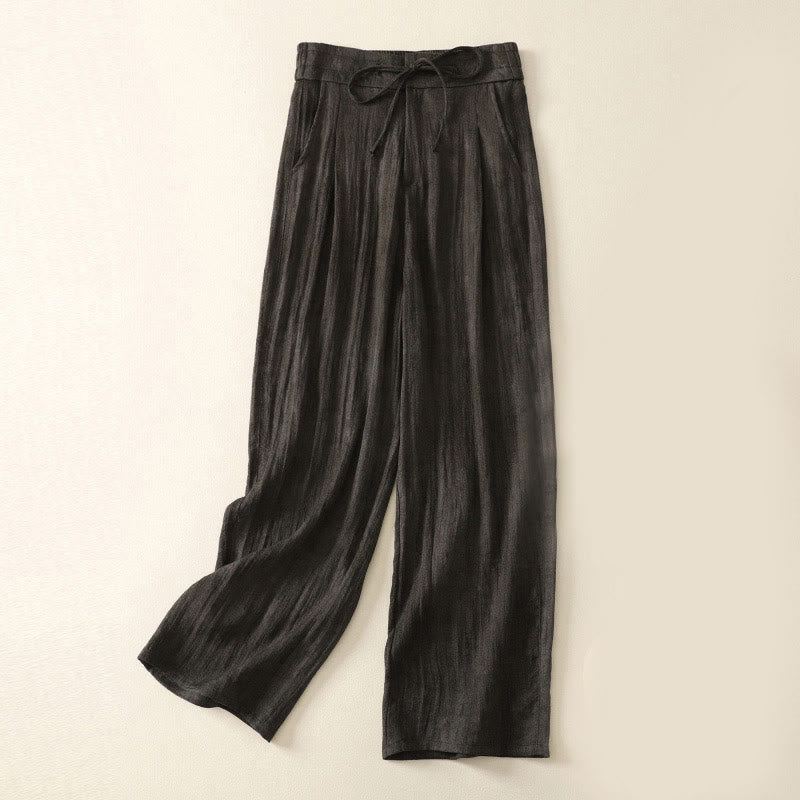 Pantalon d'été ample en coton avec cordon de serrage et poches pour femme Motif Buddha Stones - Noir - US12，UK/AU16，EU44 (2XL) - image 12