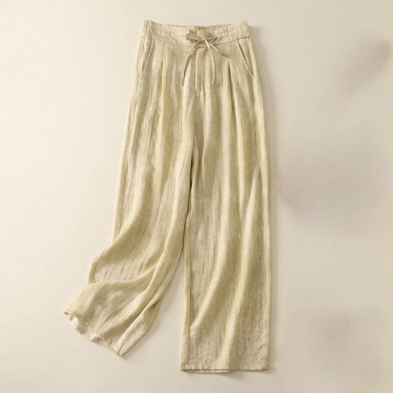 Pantalon d'été ample en coton avec cordon de serrage et poches pour femme Motif Buddha Stones - Chiffon au citron - US12，UK/AU16，EU44 (2XL) - image 1