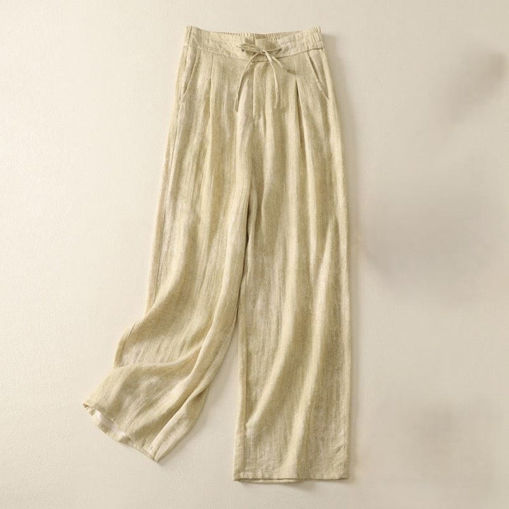 Pantalon d'été ample en coton avec cordon de serrage et poches pour femme Motif Buddha Stones - Chiffon au citron - US12，UK/AU16，EU44 (2XL) - image 1