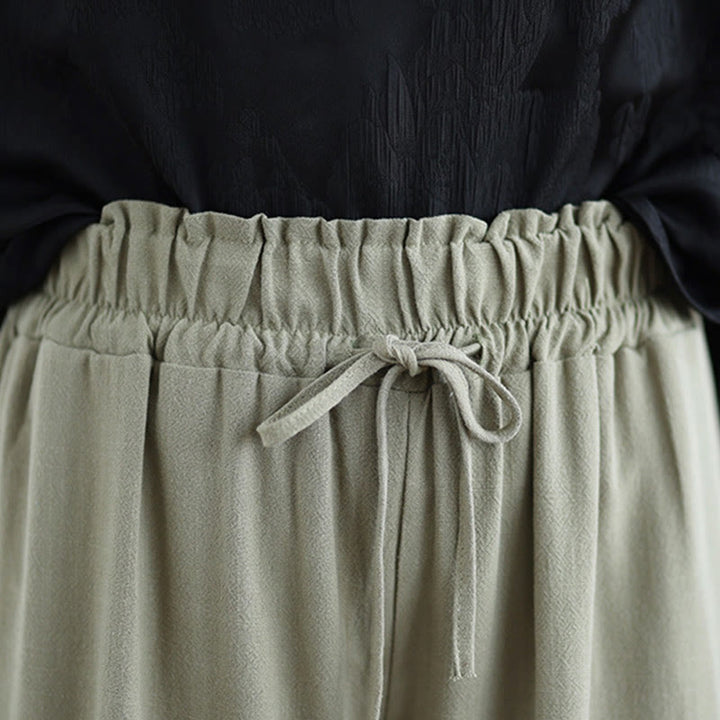 Pantalon large en coton et lin avec poches pour femme, uni, simple, à lacets, motif Buddha Stones Commute - image 5