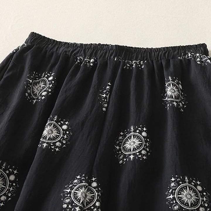 Pantalon large en coton avec poches pour femme, imprimé bohème, motif céleste, Buddha Stones - image 2