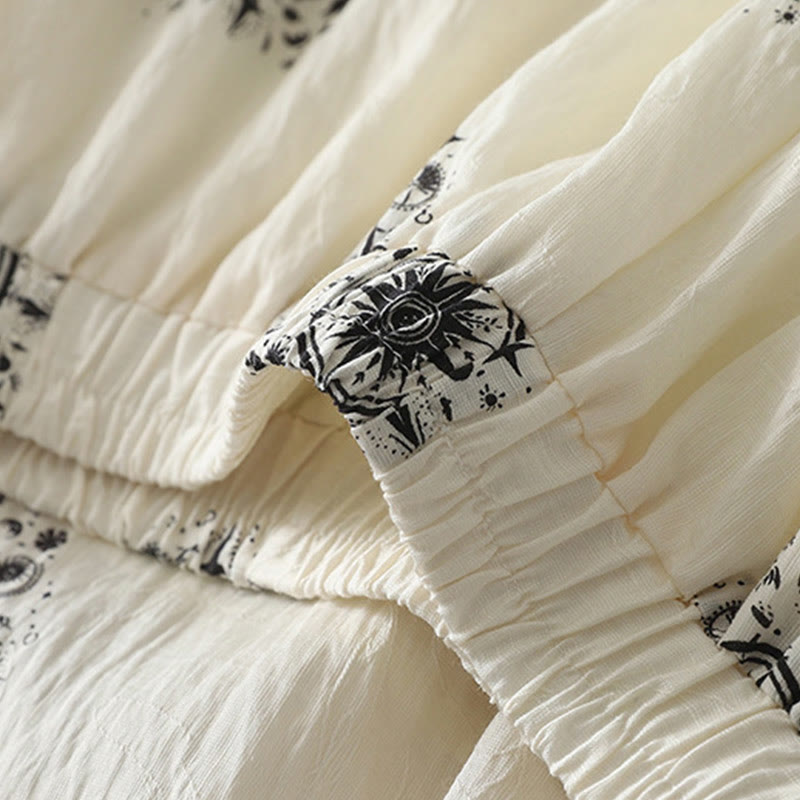 Pantalon large en coton avec poches pour femme, imprimé bohème, motif céleste, Buddha Stones - image 6