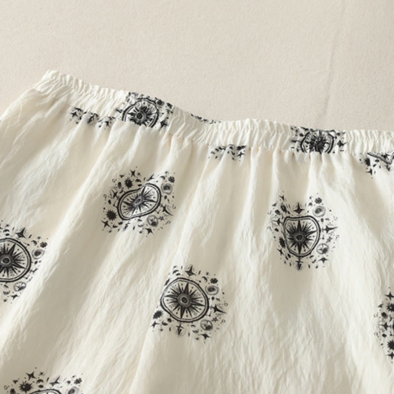 Pantalon large en coton avec poches pour femme, imprimé bohème, motif céleste, Buddha Stones - image 8
