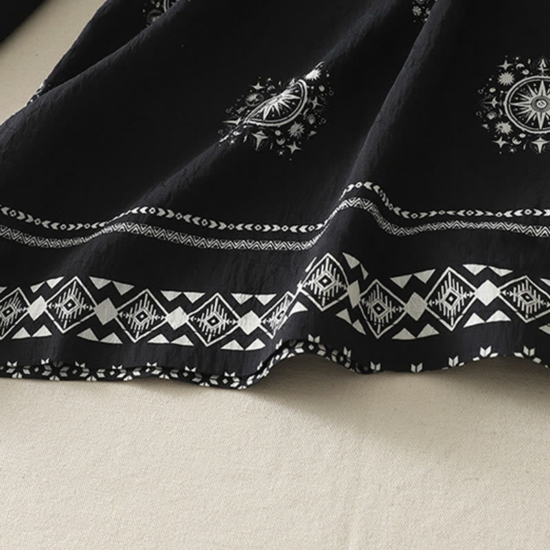 Pantalon large en coton avec poches pour femme, imprimé bohème, motif céleste, Buddha Stones - image 4