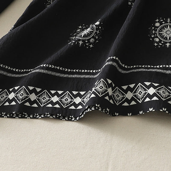 Pantalon large en coton avec poches pour femme, imprimé bohème, motif céleste, Buddha Stones - image 4