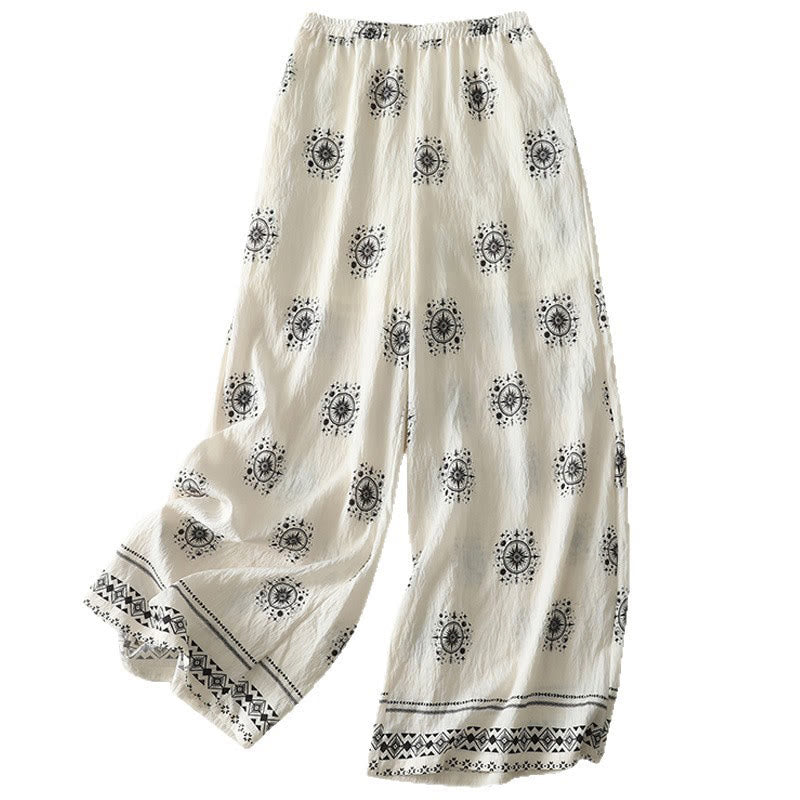 Pantalon large en coton avec poches pour femme, imprimé bohème, motif céleste, Buddha Stones - image 14