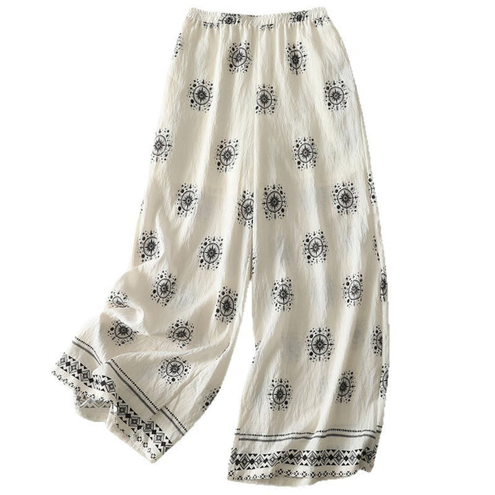 Pantalon large en coton avec poches pour femme, imprimé bohème, motif céleste, Buddha Stones - image 14