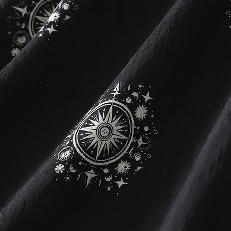 Pantalon large en coton avec poches pour femme, imprimé bohème, motif céleste, Buddha Stones - image 2