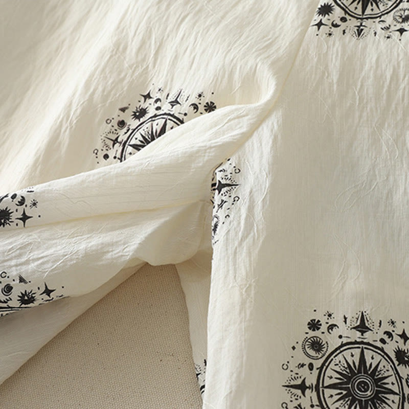 Pantalon large en coton avec poches pour femme, imprimé bohème, motif céleste, Buddha Stones - image 12