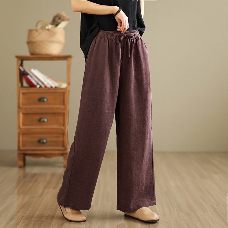 Pantalon sarouel rétro uni en coton avec cordon de serrage et poches pour femme Motif Buddha Stones - image 9