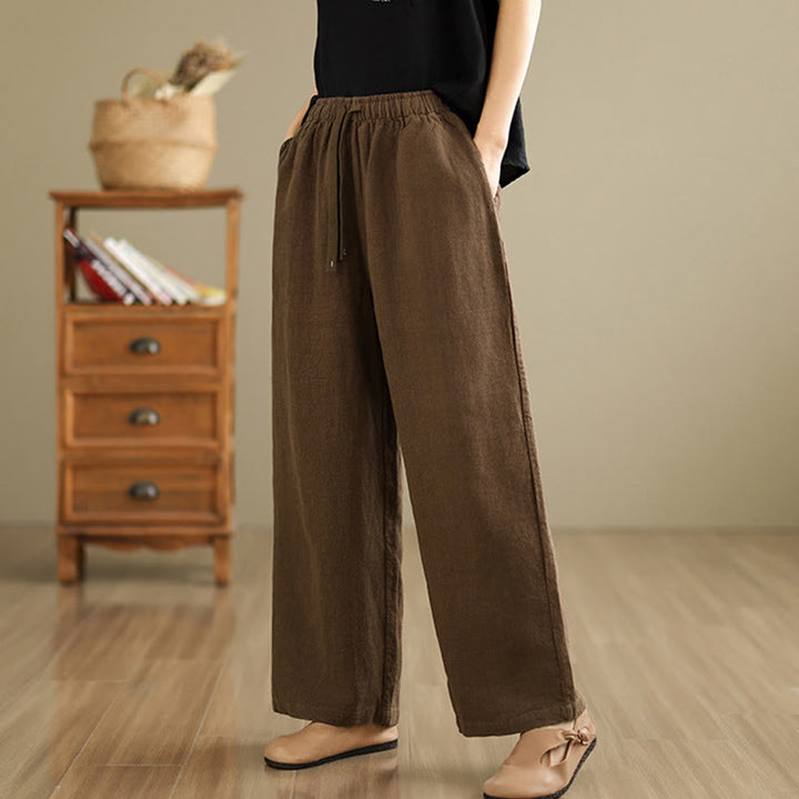 Pantalon sarouel rétro uni en coton avec cordon de serrage et poches pour femme Motif Buddha Stones - image 15